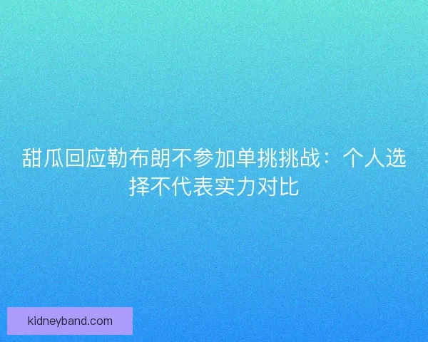 甜瓜回应勒布朗不参加单挑挑战：个人选择不代表实力对比