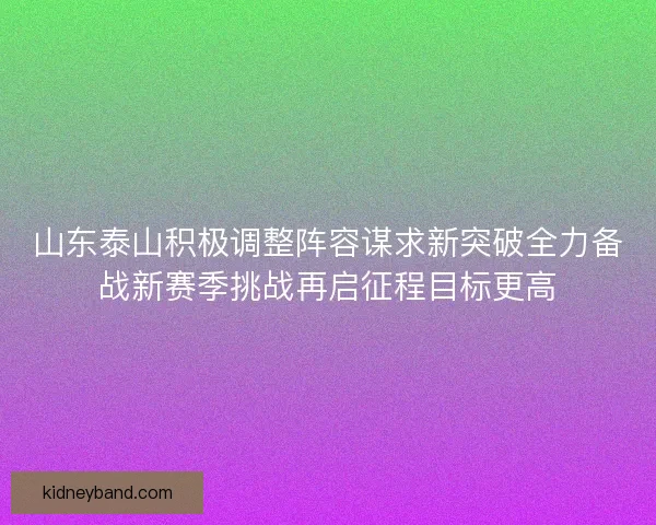 山东泰山积极调整阵容谋求新突破全力备战新赛季挑战再启征程目标更高